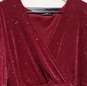 SHEIN Burgundy Glitter Long Sleeve Dress